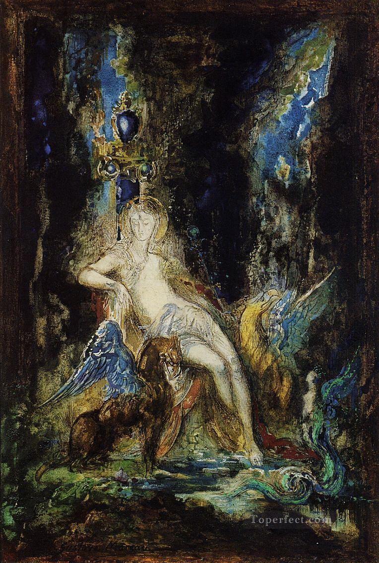 Gustave Moreau Fée et Griffon pour des enfants Peintures à l'huile